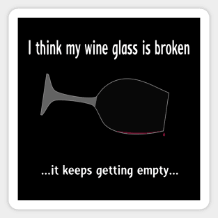 Broken wine glass - red wine for dark bg Sticker